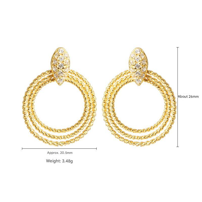 Light luxury sterling silver glitter hoop earrings