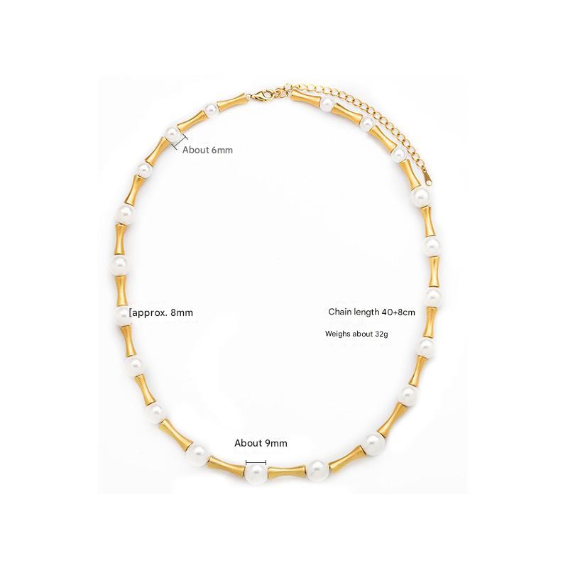 Sterling Silver + Pearl Bamboo Necklace