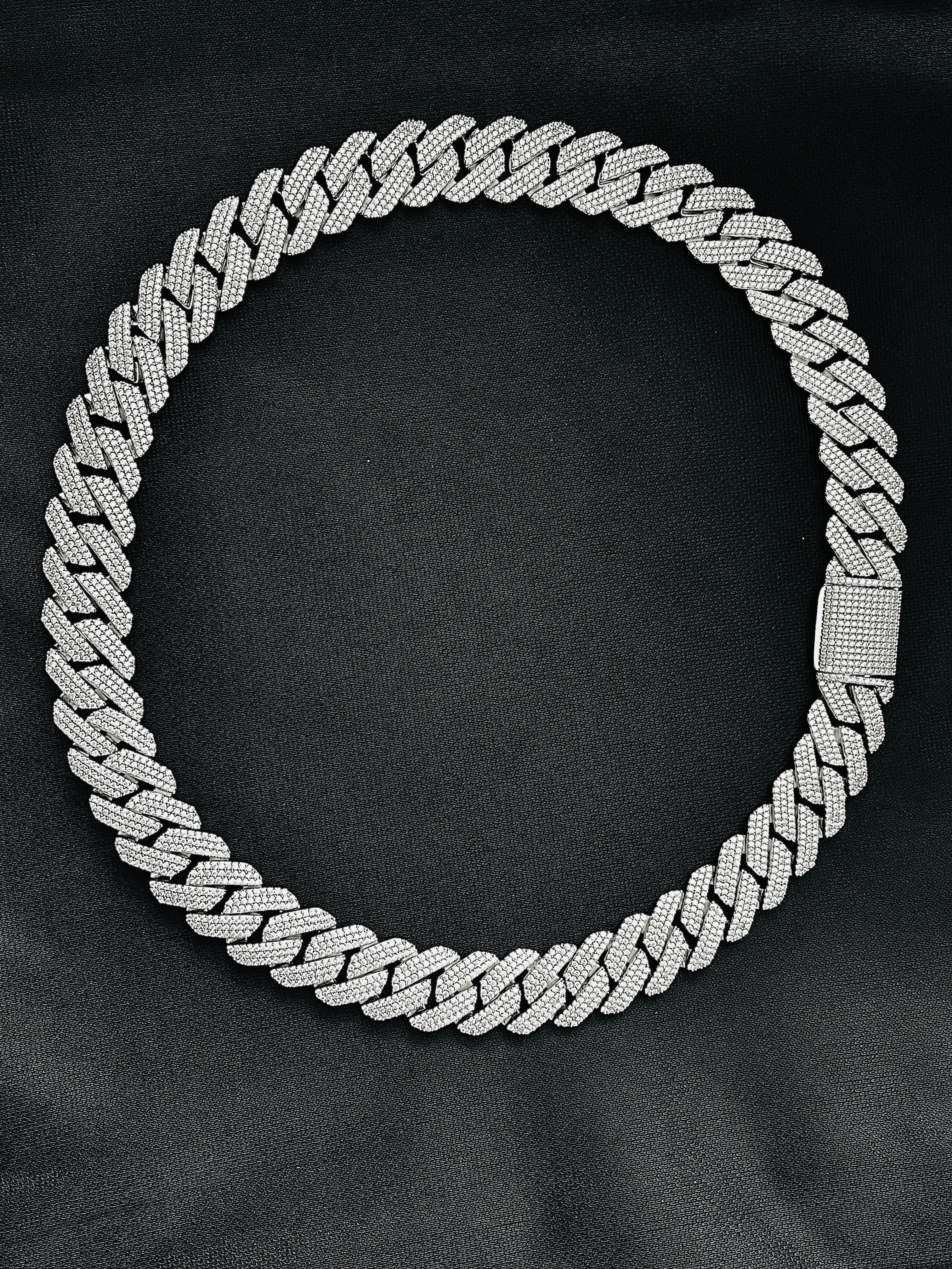Iced Out Cuban Link Chain Necklace Bracelet White or Yellow Gold Plated Miami Style