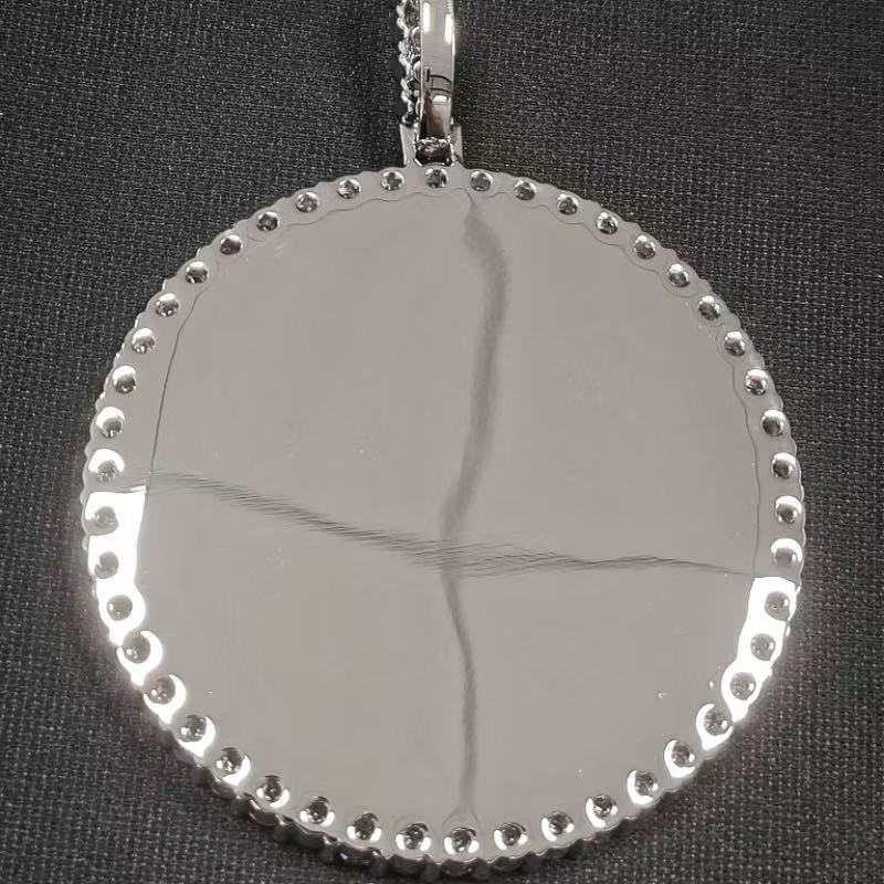Iced Out 2 Sizes Custom Photo Pendant Necklace: Hiphop Engrave Jewelry, Family Memory Gifts
