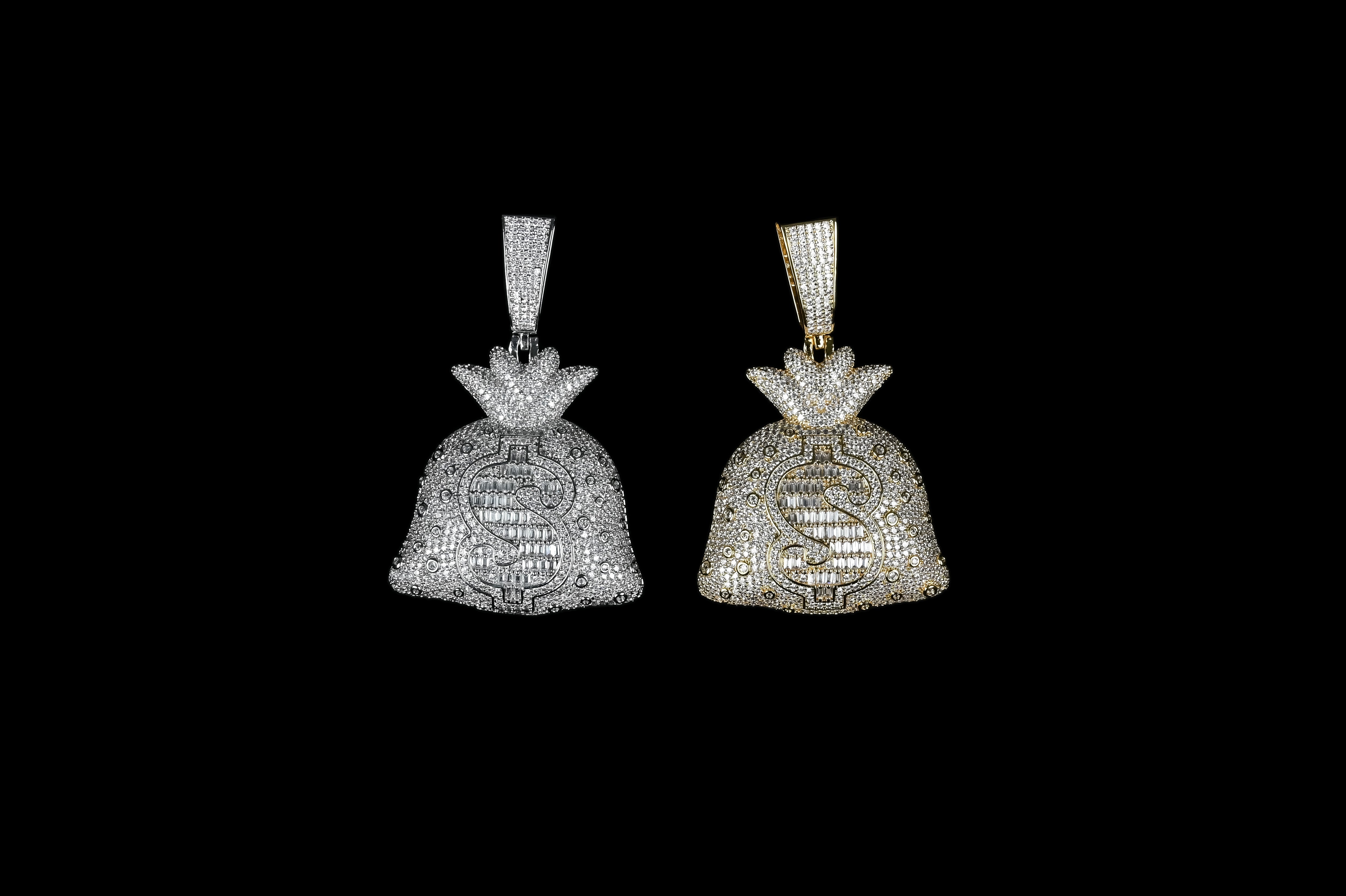 14K Gold Plated Money Dollar Sign Pendent, 24" Rope Chain Pendent Jewelry For Men