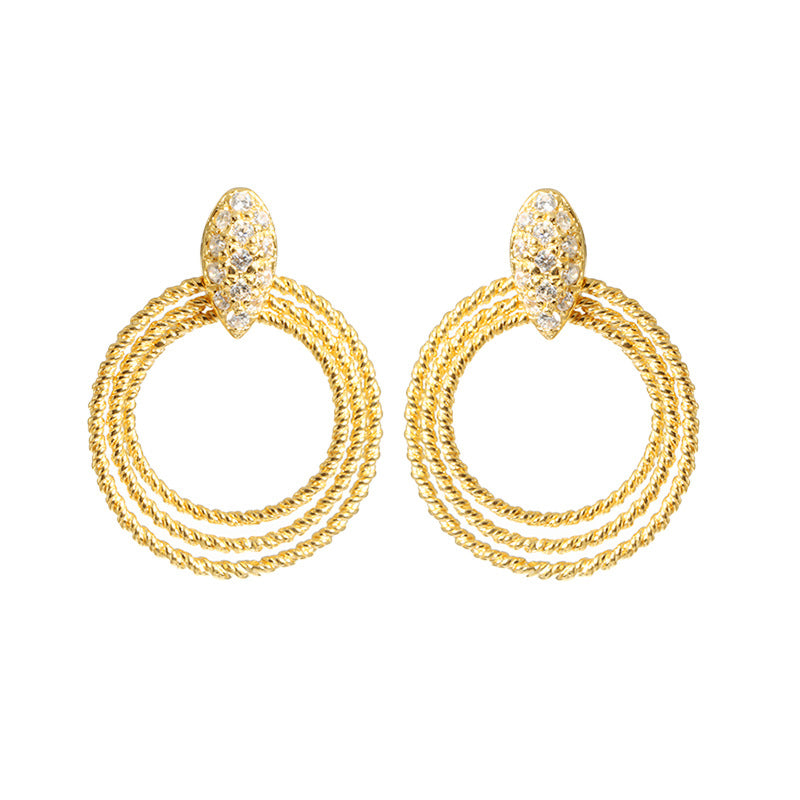 Light luxury sterling silver glitter hoop earrings