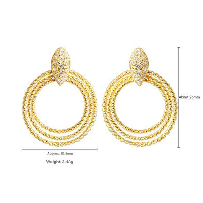 Light luxury sterling silver glitter hoop earrings