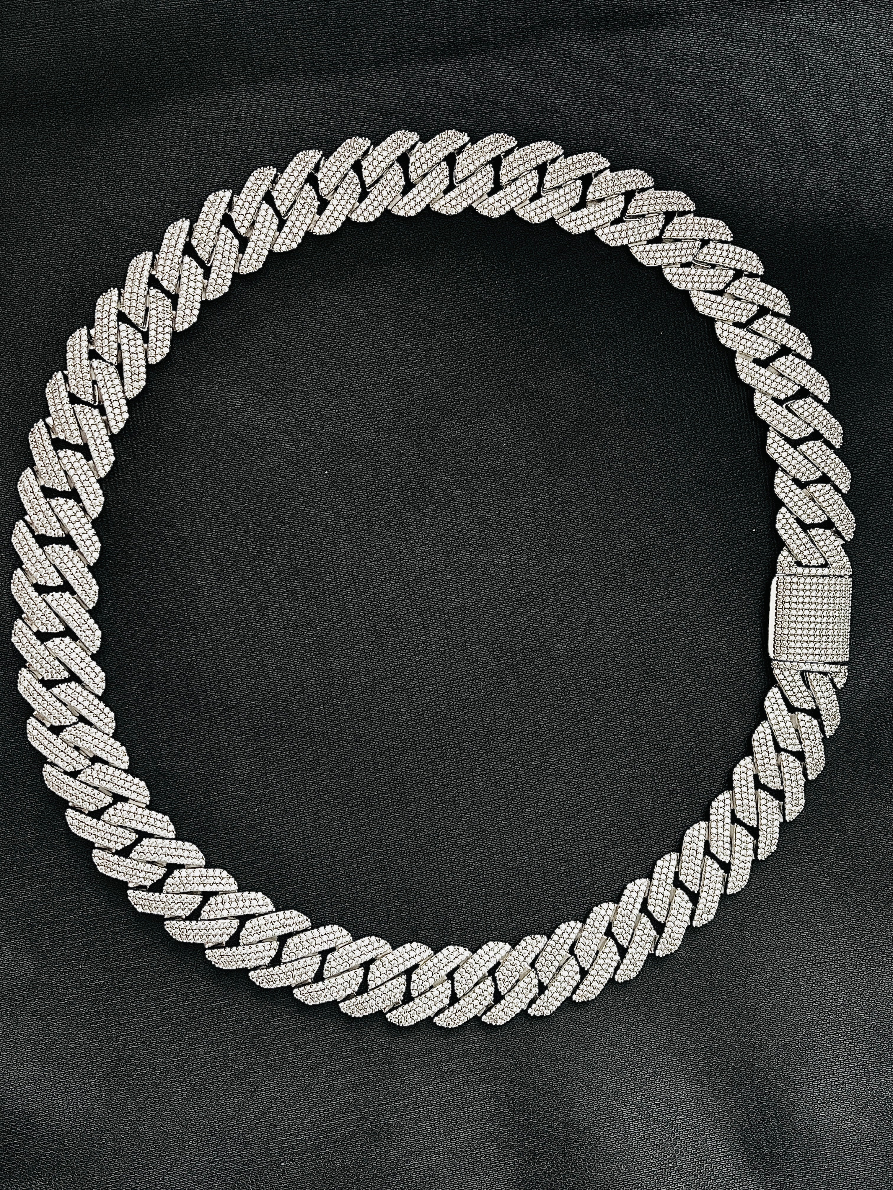 Iced Out Cuban Link Chain Necklace Bracelet White or Yellow Gold Plated Miami Style