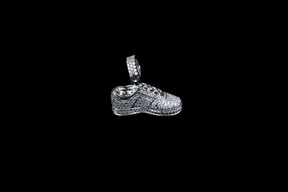 Micropave CZ Diamond 18K Gold Plated Brass Sneaker Shoe Pendant with 24" Stainless Steel Chain