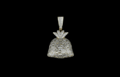 14K Gold Plated Money Dollar Sign Pendent, 24" Rope Chain Pendent Jewelry For Men