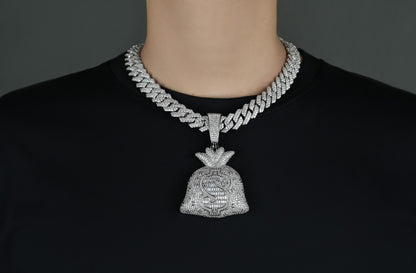 14K Gold Plated Money Dollar Sign Pendent, 24" Rope Chain Pendent Jewelry For Men