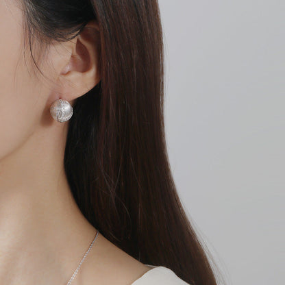 Sterling Silver Brushed Zirconia Fashion Earrings