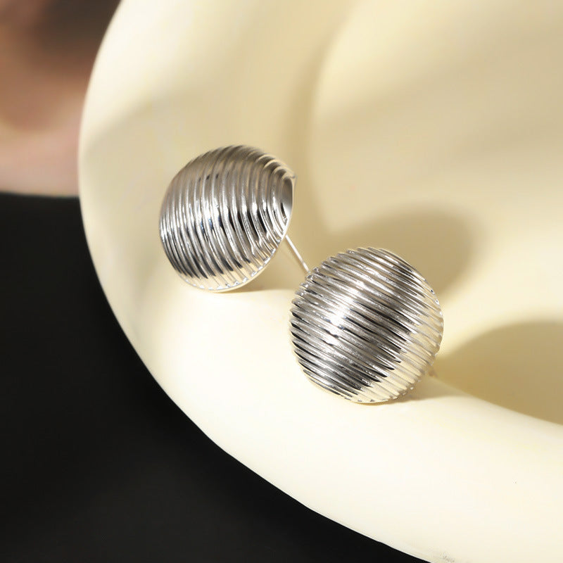 Sterling Silver Brushed Stripe Earrings