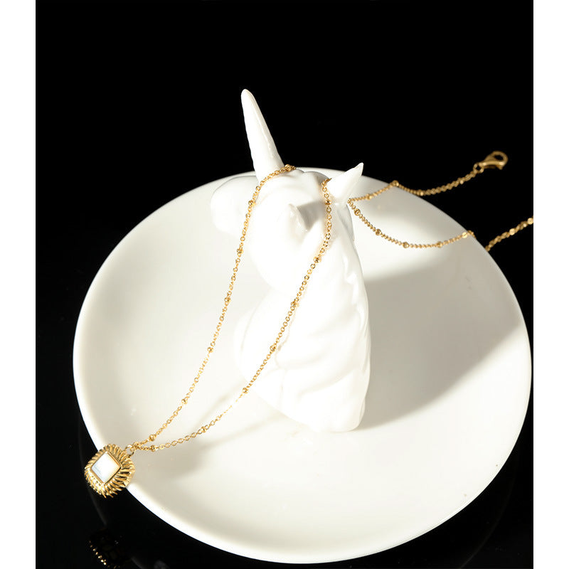 Sterling silver and mother-of-pearl sugar cube necklace