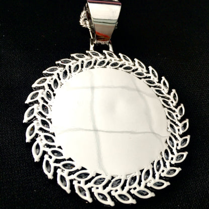 Iced Out 2 Sizes Custom Photo Pendant Necklace: Hiphop Engrave Jewelry, Family Memory Gifts