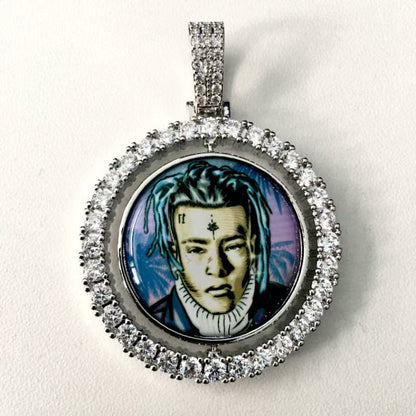Double Sided Photo Necklace Personalized 360 Rotating Picture Pendant Gold Silver Gift For Mom
